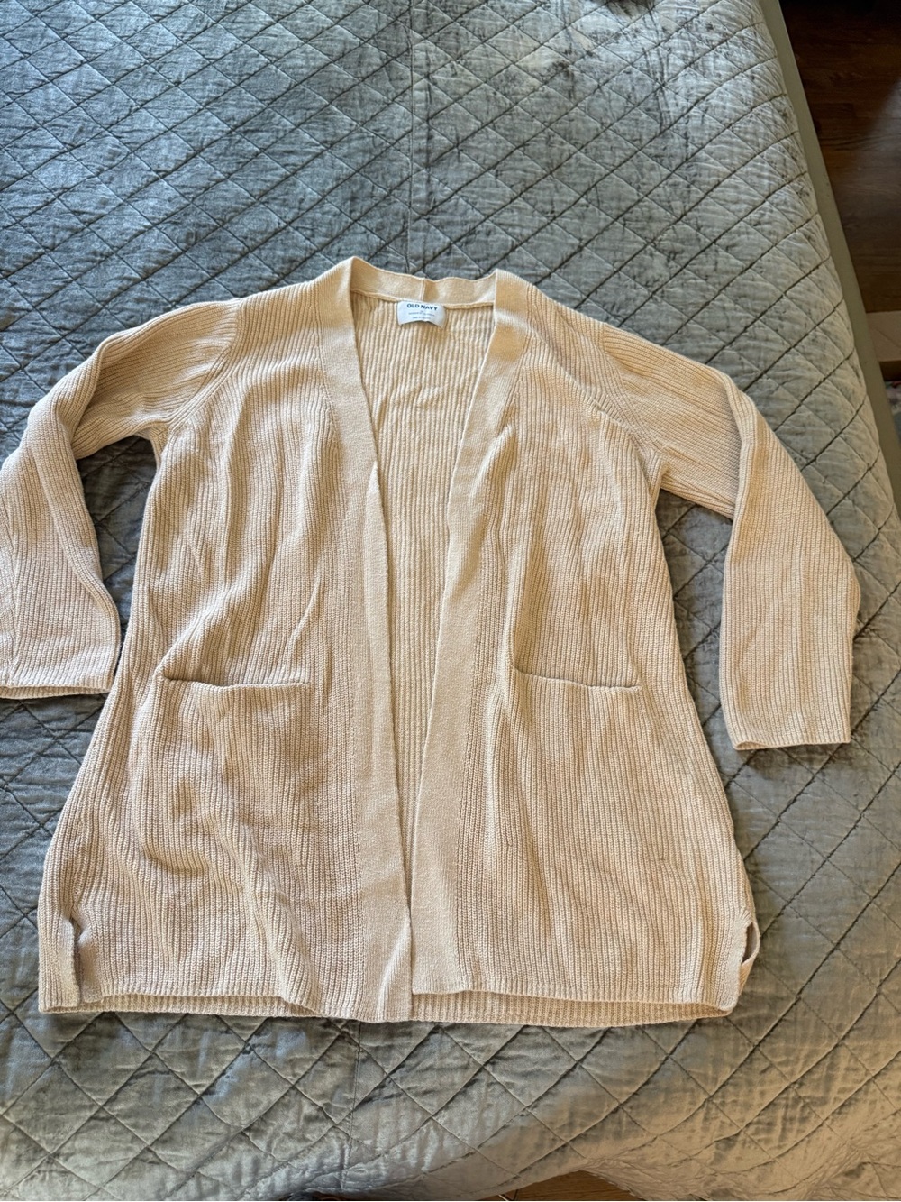 Old Navy Beige Open-Front Ribbed Cardigan
